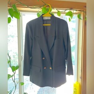 Vintage Evan Picone Olive Wool Blazer with Brass Buttons, size 12